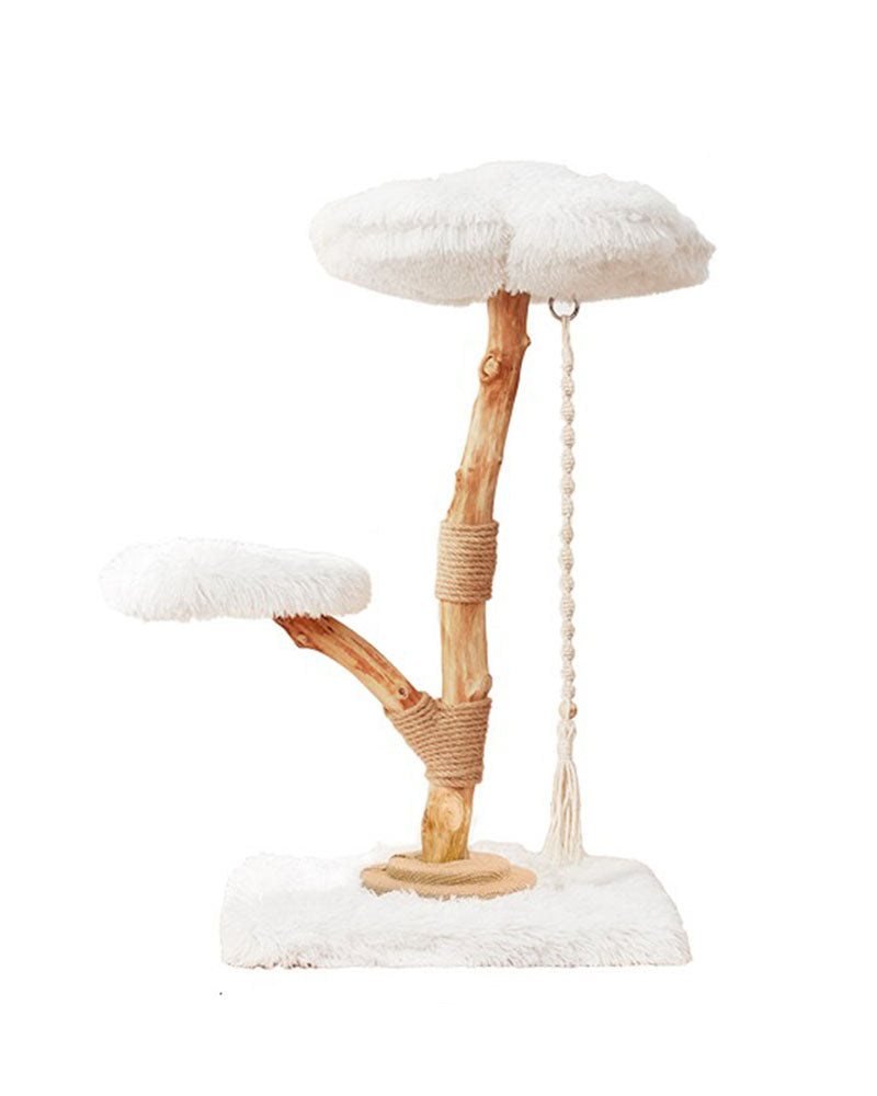 Fluffy Solid Wood Medium Cat Tree