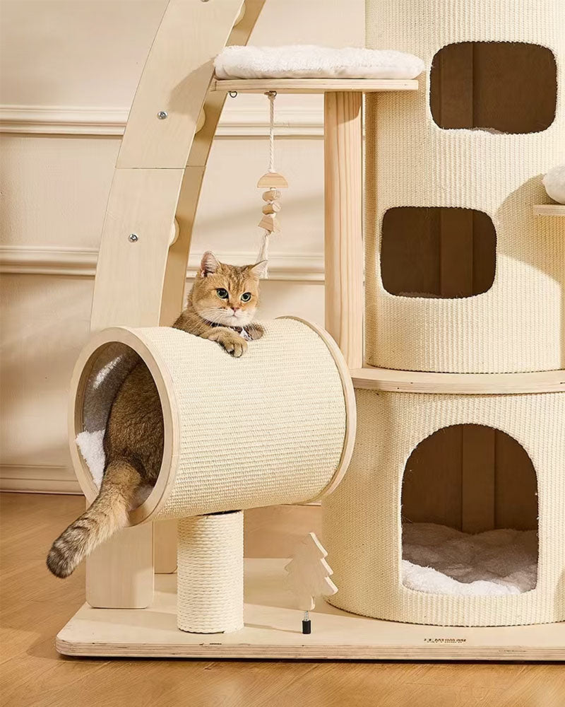 66” Large Cat Tree Tower with Cloud Steps