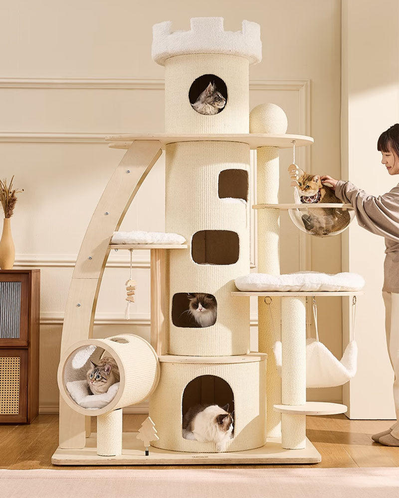 66” Large Cat Tree Tower with Cloud Steps