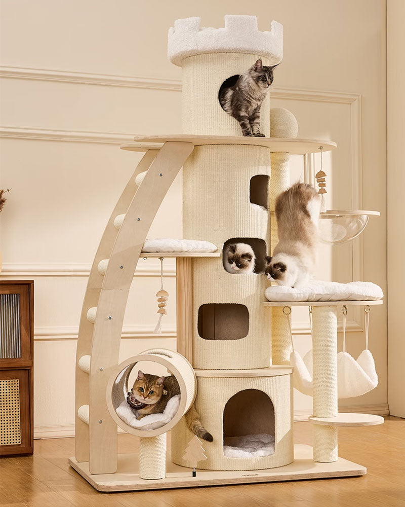 66” Large Cat Tree Tower with Cloud Steps