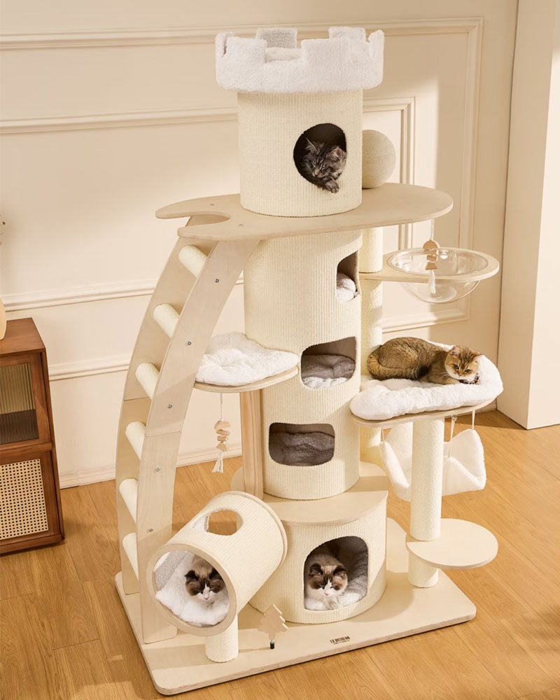 66” Large Cat Tree Tower with Cloud Steps