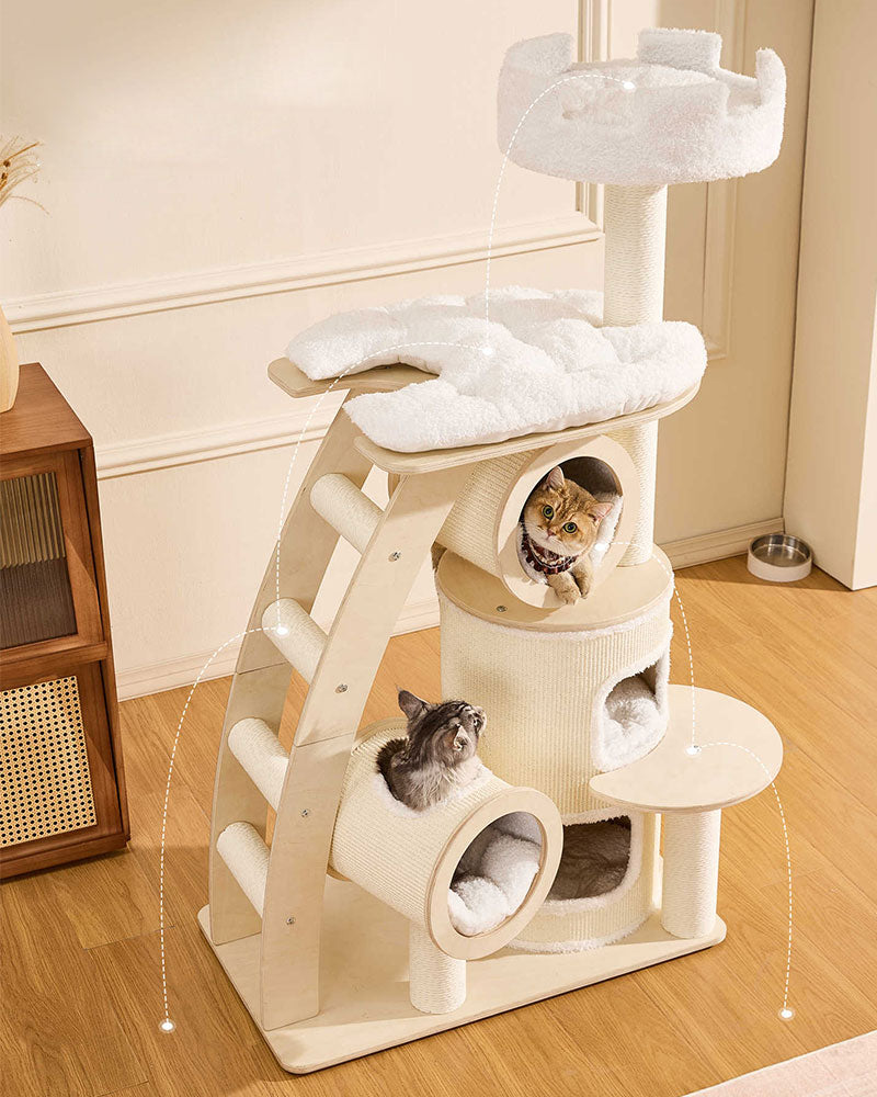 66” Large Cat Tree Tower with Cloud Steps