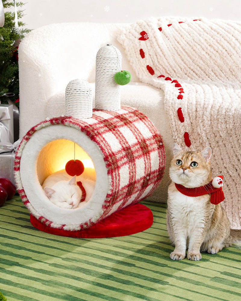 Christmas Cozy Enclosed Cat Bed