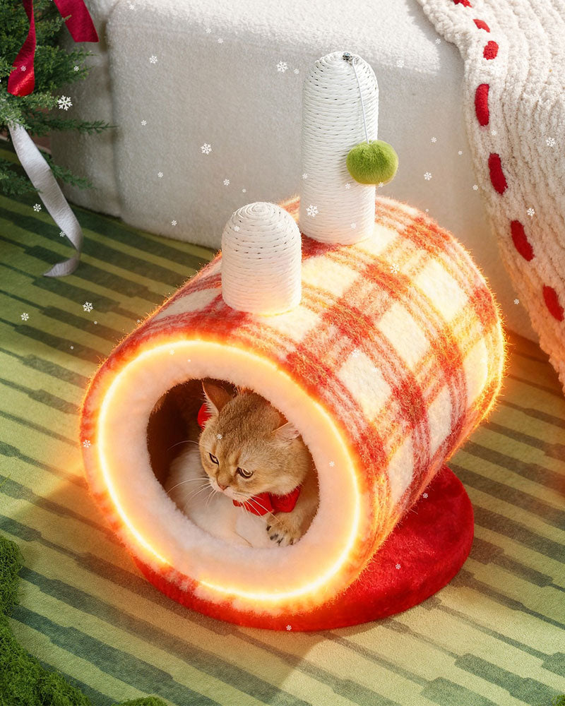 Christmas Cozy Enclosed Cat Bed