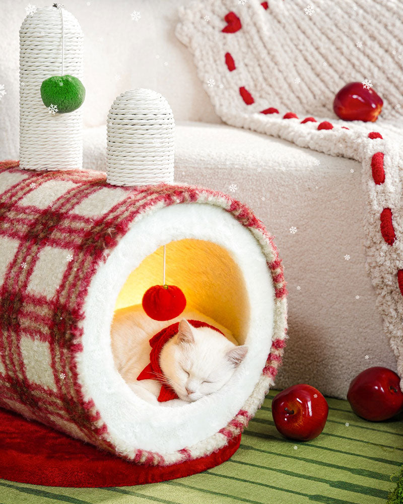 Christmas Cozy Enclosed Cat Bed