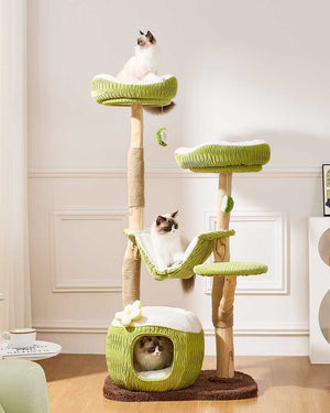 Coconut Green Solid Wood Hammock Cat Tree