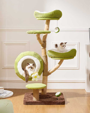 Coconut Green Solid Wood Hammock Cat Tree