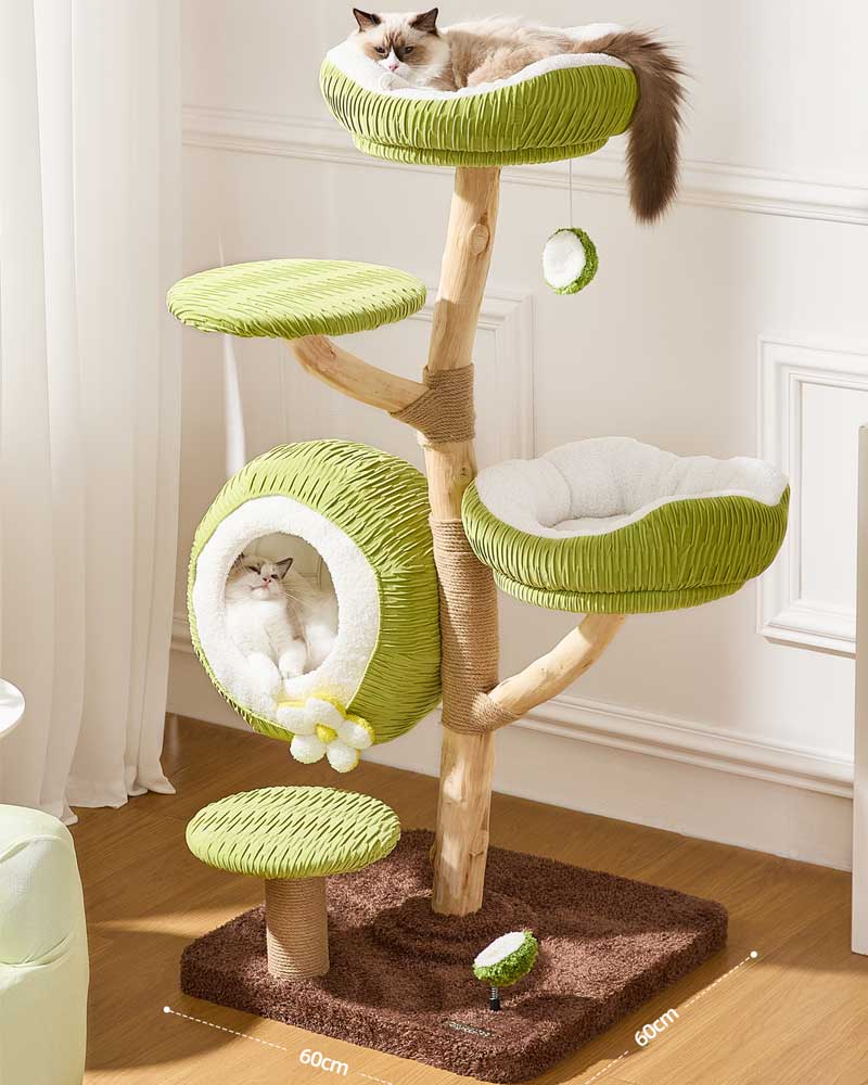 Coconut Green Solid Wood Cat Tree Max