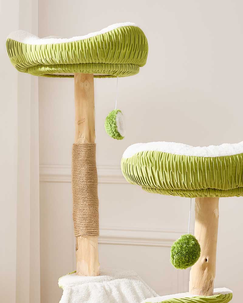 Coconut Green Solid Wood Hammock Cat Tree
