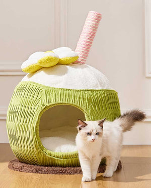 Cozy Coconut Cat Bed Hideaway