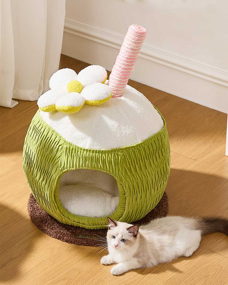 Cozy Coconut Cat Bed Hideaway
