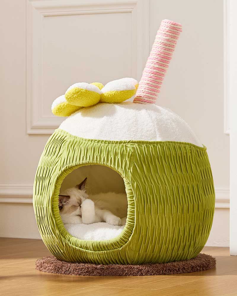 Cozy Coconut Cat Bed Hideaway