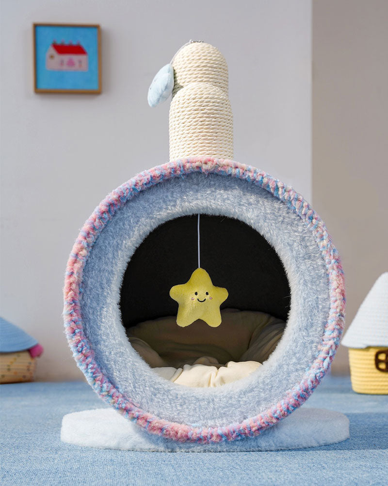 Cozy Rainbow Glow Enclosed Cat Cave Bed