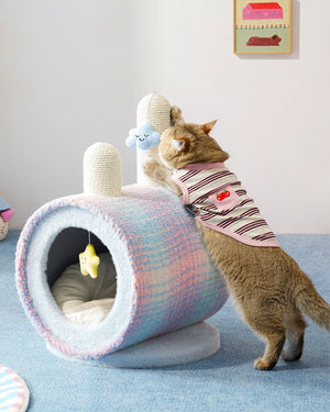 Cozy Rainbow Glow Enclosed Cat Cave Bed