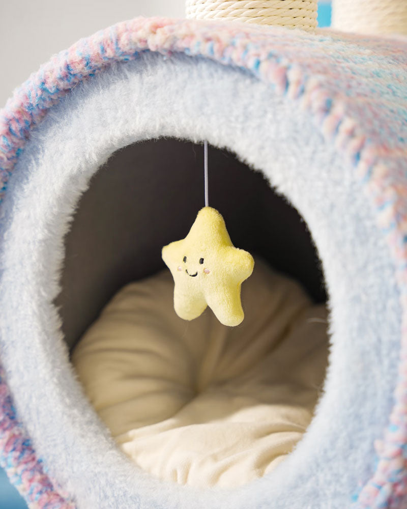 Cozy Rainbow Glow Enclosed Cat Cave Bed