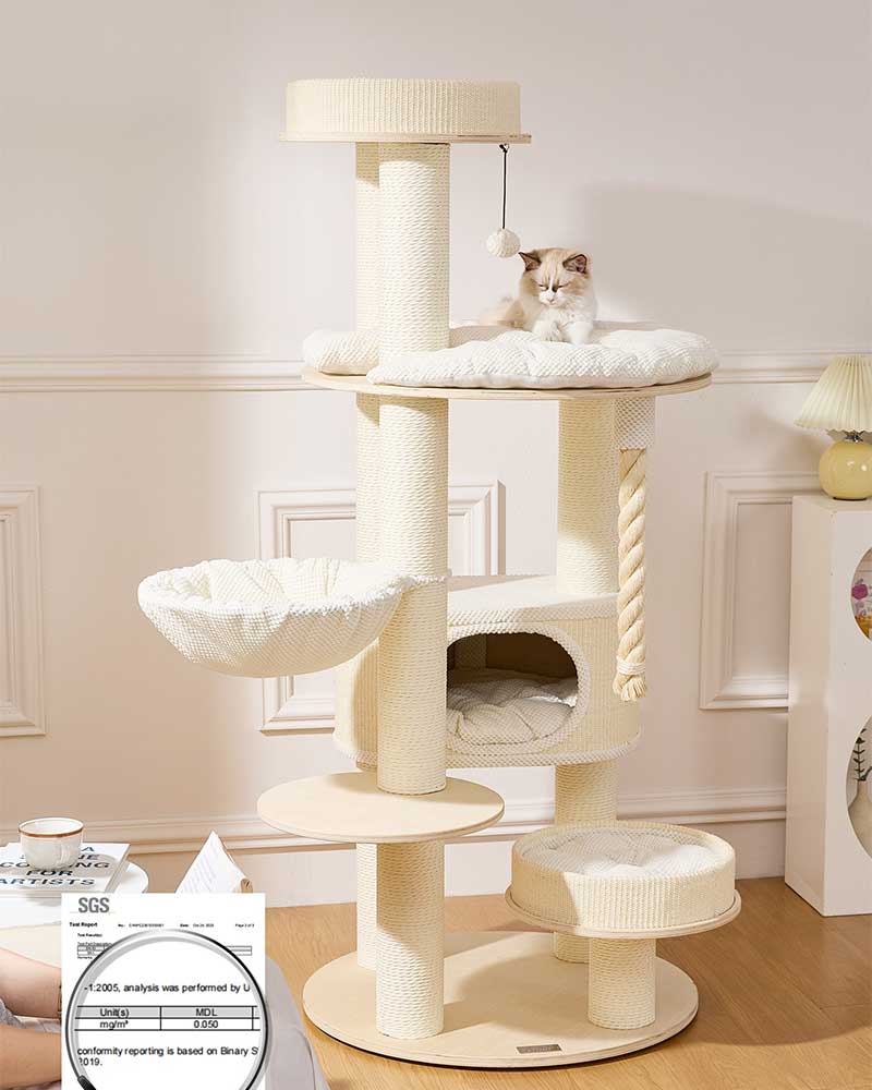 Elegant Cream Toned Cat Tree Furniture Large