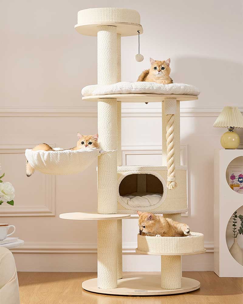 Elegant Cream Toned Cat Tree Furniture Large