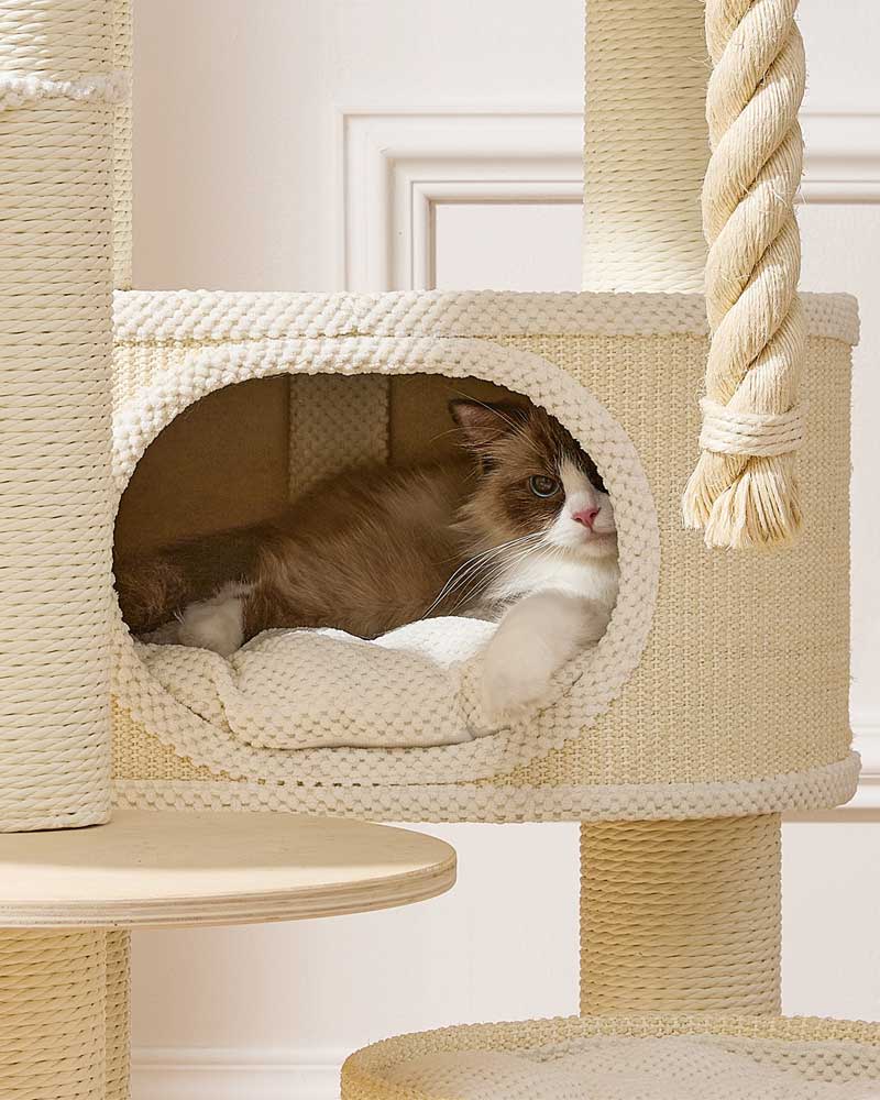 Elegant Cream Toned Cat Tree Furniture Large