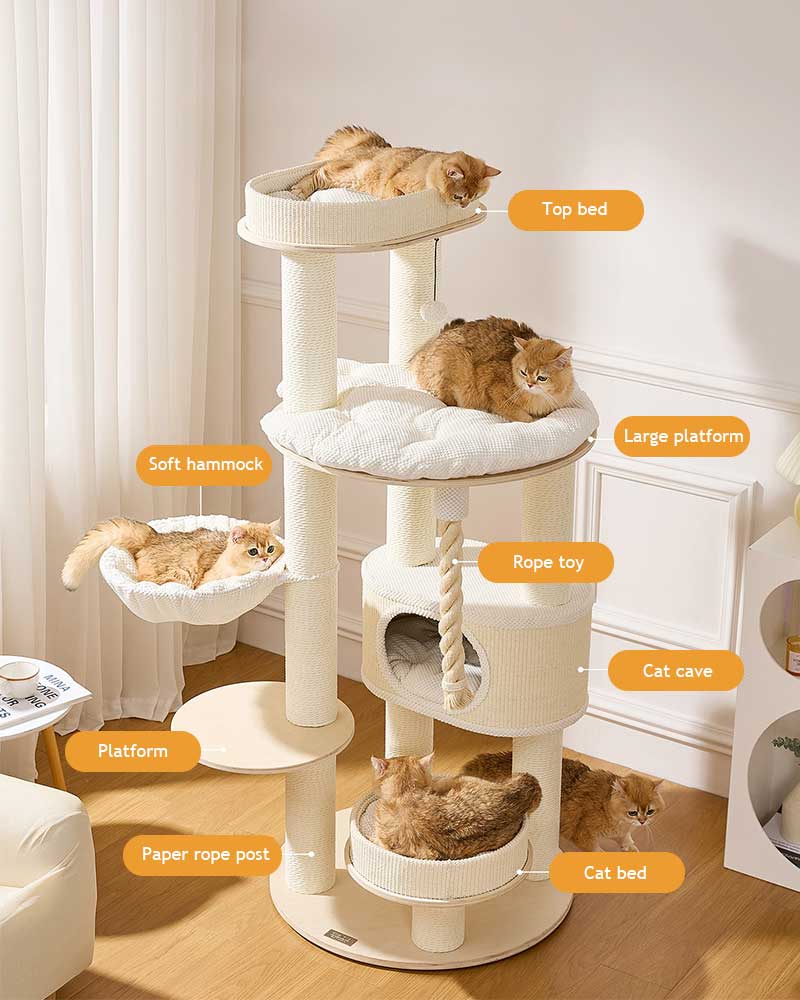 Elegant Cream Toned Cat Tree Furniture Large