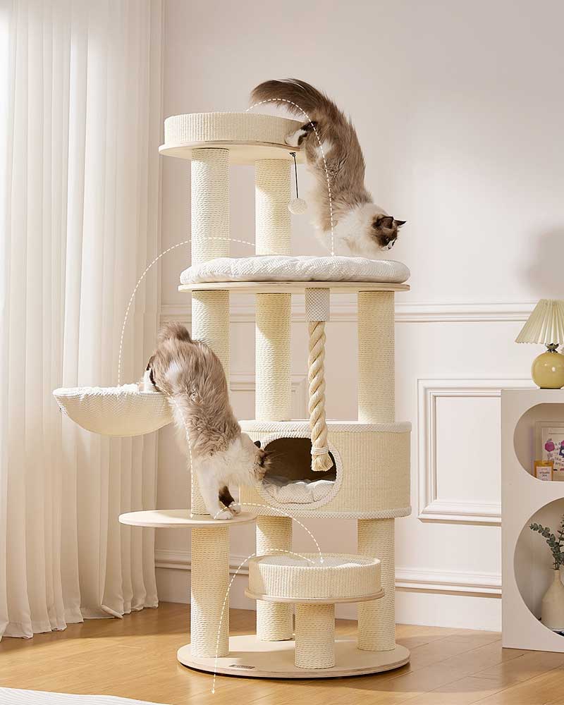 Elegant Cream Toned Cat Tree Furniture Large