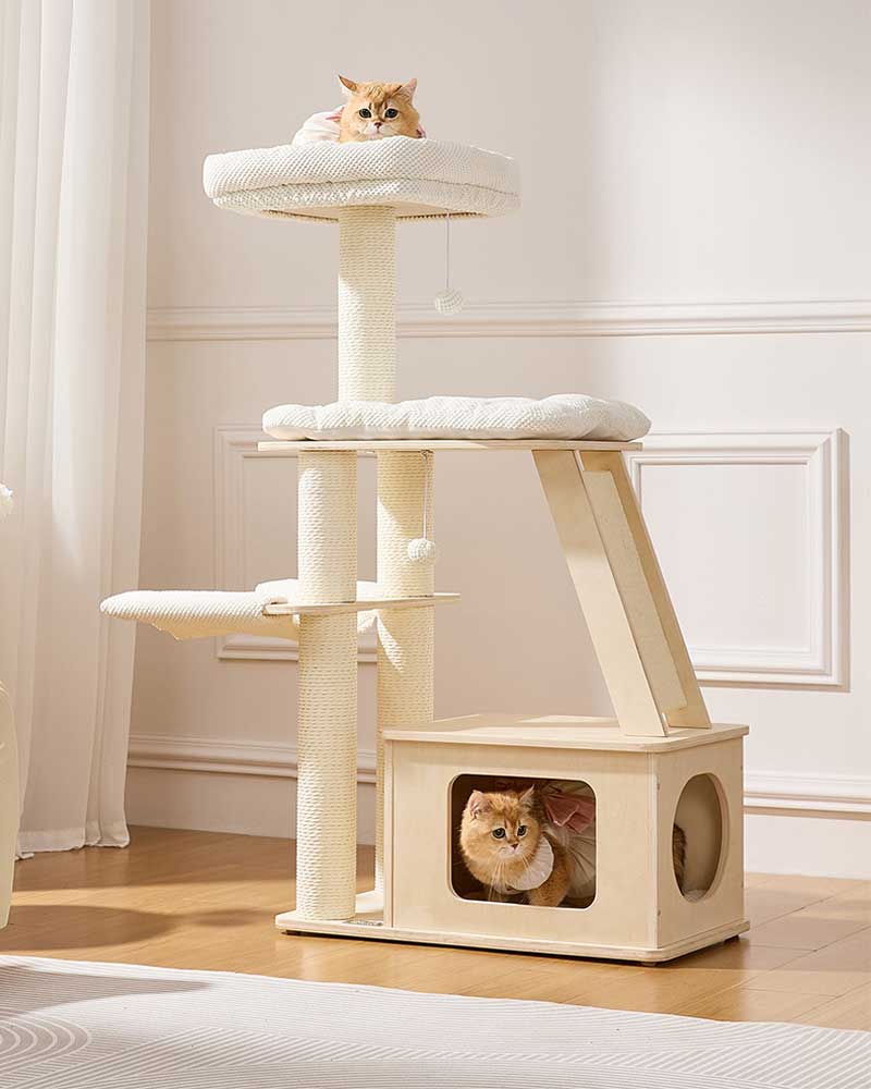 Elegant Cream Toned Cat Tree Furniture Medium