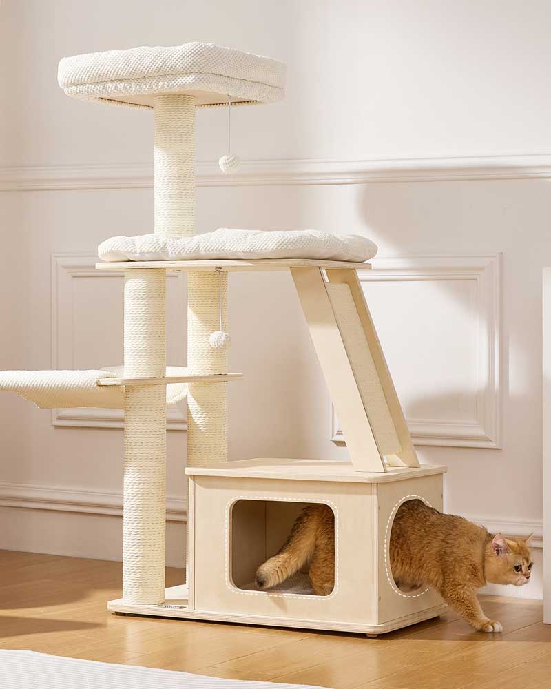 Elegant Cream Toned Cat Tree Furniture Medium