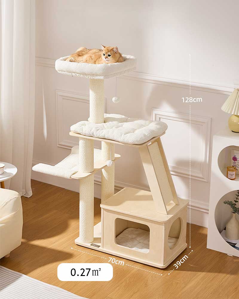 Elegant Cream Toned Cat Tree Furniture Medium