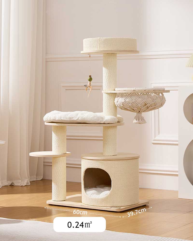 Elegant Cream Toned Cat Tree Furniture Small