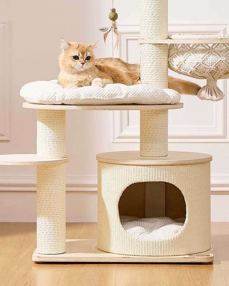 Elegant Cream Toned Cat Tree Furniture Small