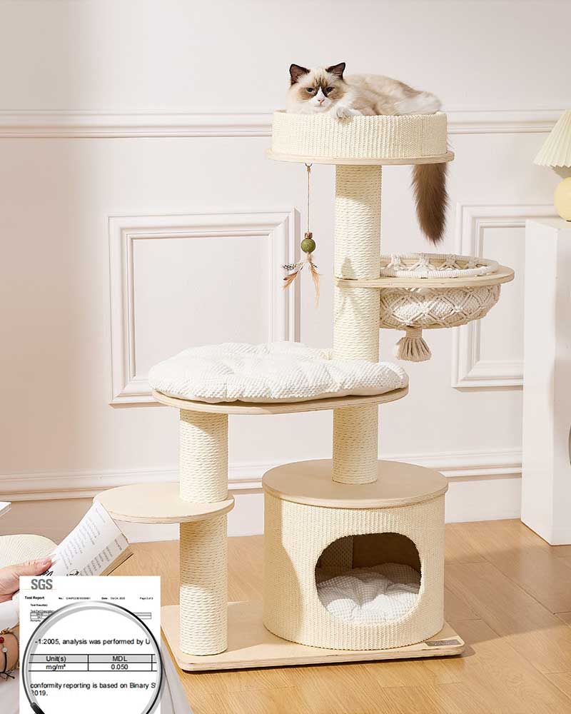 Elegant Cream Toned Cat Tree Furniture Small