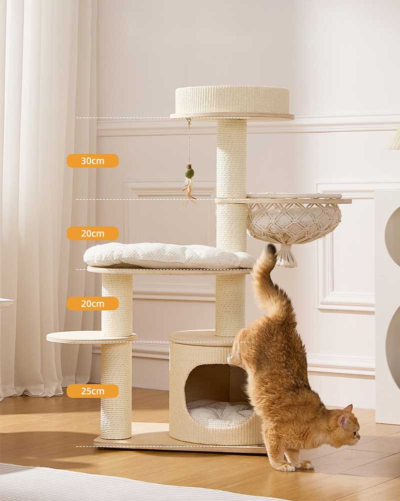 Elegant Cream Toned Cat Tree Furniture Small