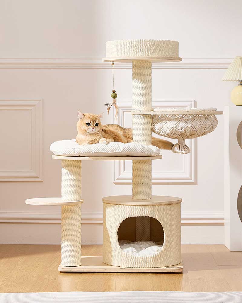Elegant Cream Toned Cat Tree Furniture Large