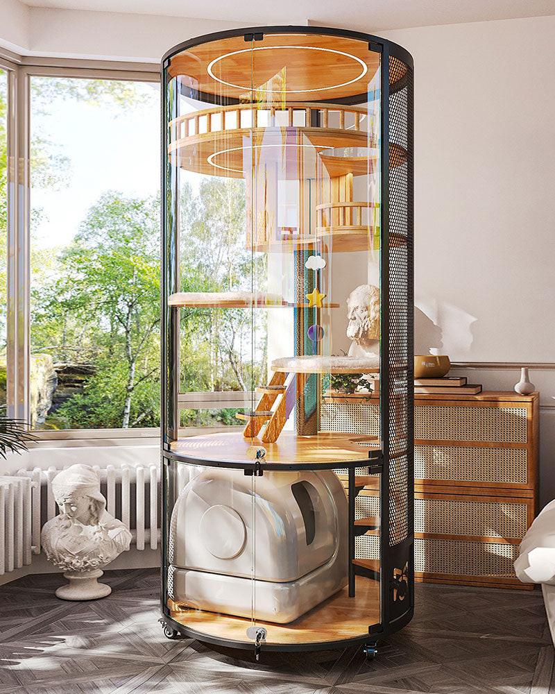 Floating Domain Panoramic Glass Cat Villa