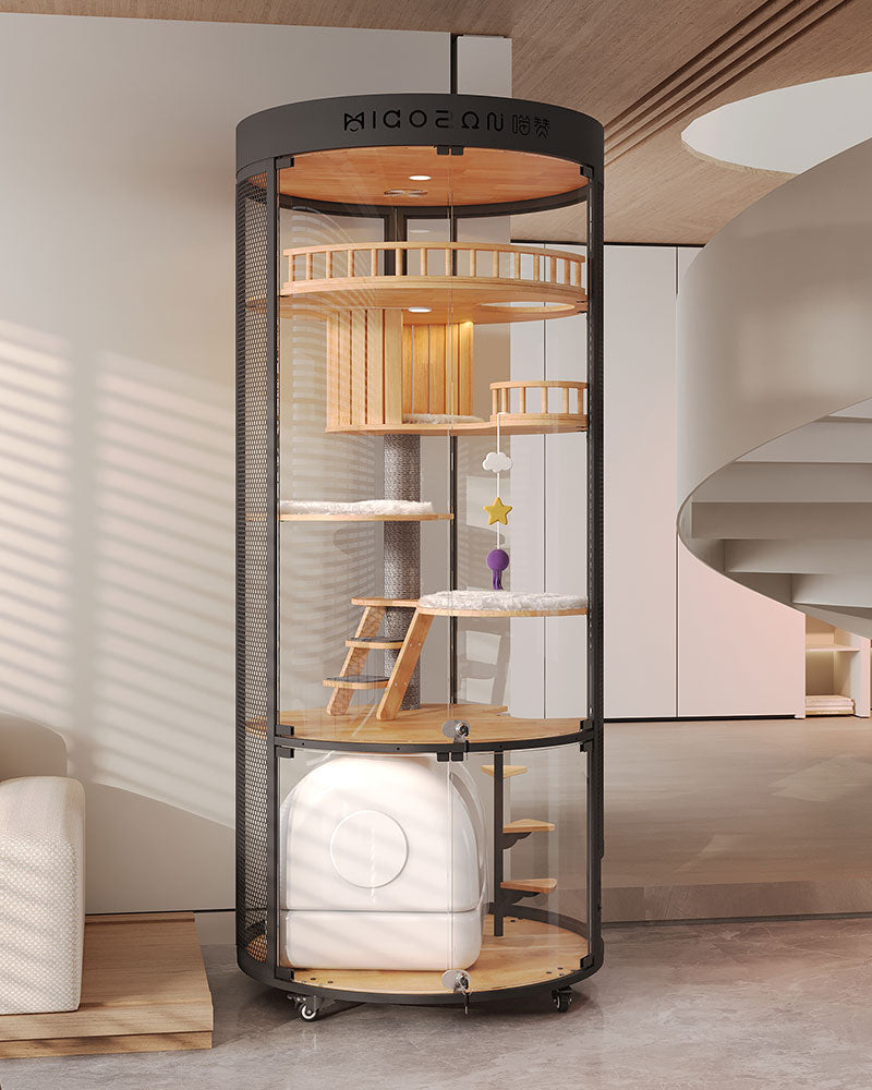 Floating Domain Panoramic Glass Cat Villa