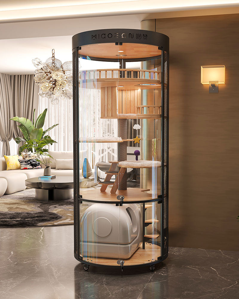 Floating Domain Panoramic Glass Cat Villa