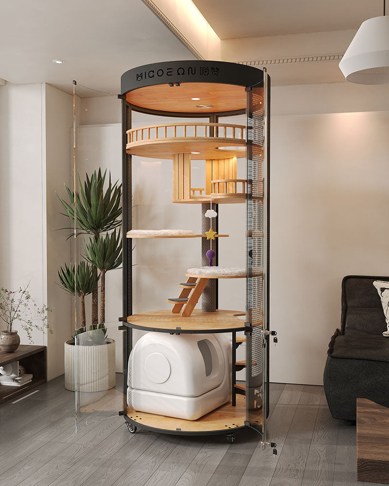 Floating Domain Panoramic Glass Cat Villa