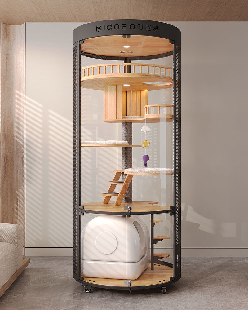 Floating Domain Panoramic Glass Cat Villa