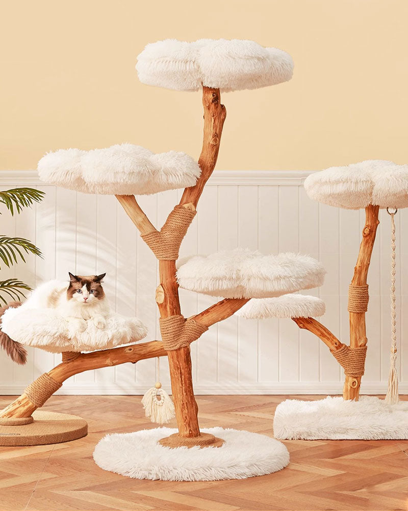 Fluffy Solid Wood Large Cat Tree