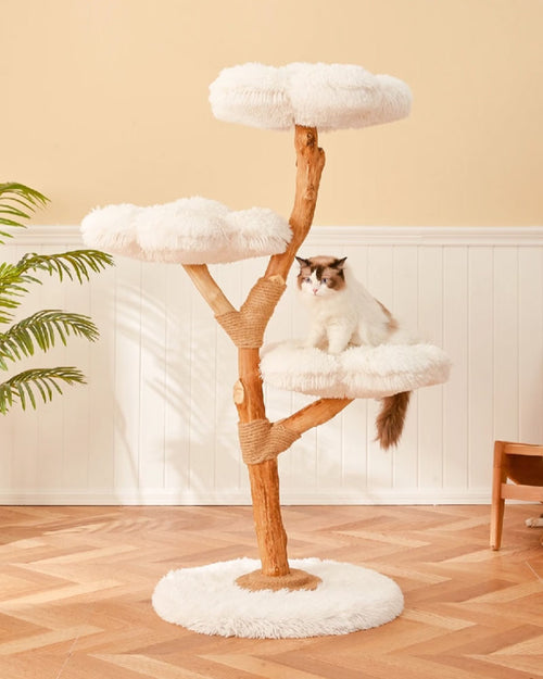 Fluffy Solid Wood Large Cat Tree