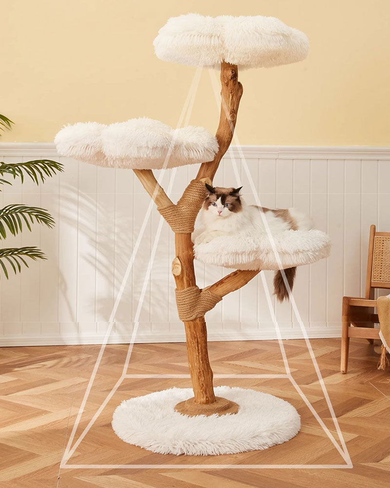 Fluffy Solid Wood Large Cat Tree