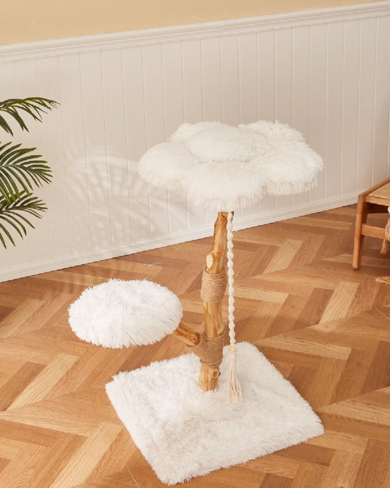 Fluffy Solid Wood Medium Cat Tree