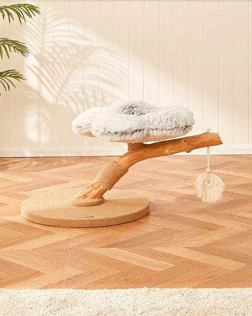 Fluffy Solid Wood Small Cat Tree