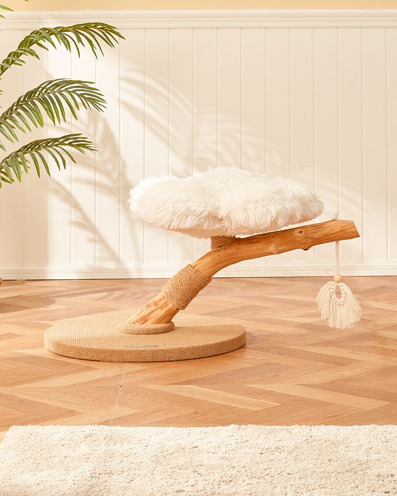 Fluffy Solid Wood Small Cat Tree