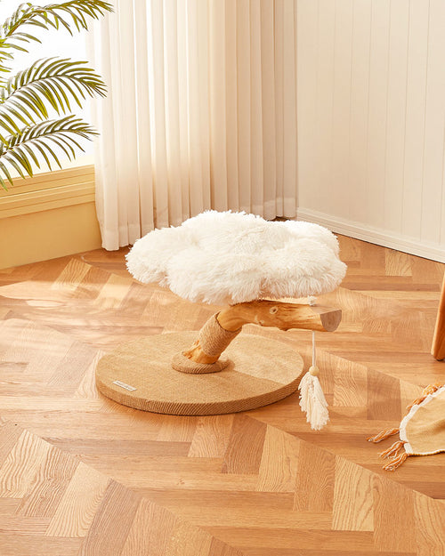 Fluffy Solid Wood Small Cat Tree