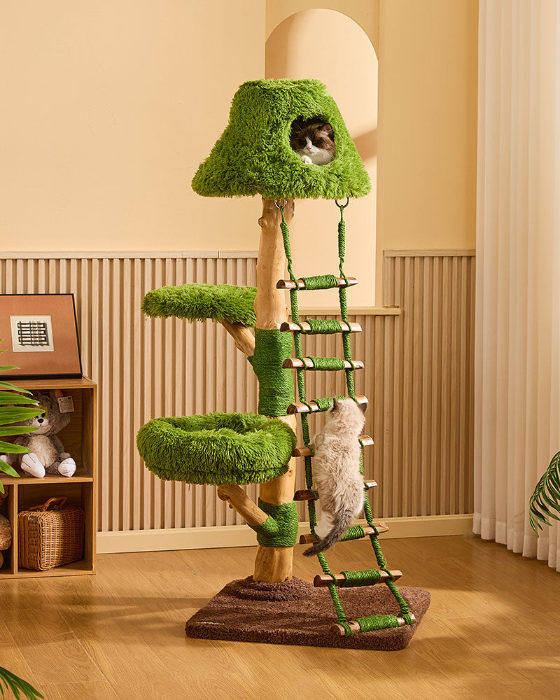Wooden Cloud Stepper Cat Tree Tower