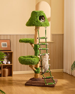 Wooden Cloud Stepper Cat Tree Tower