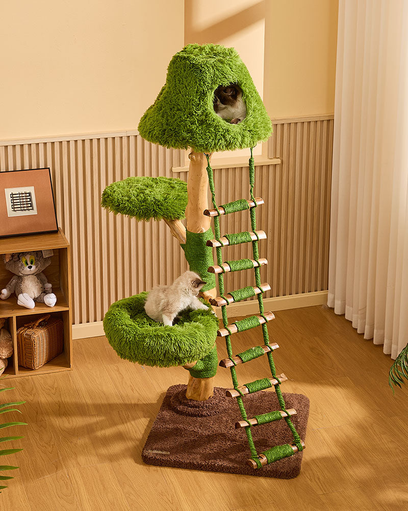 Wooden Cloud Stepper Cat Tree Tower