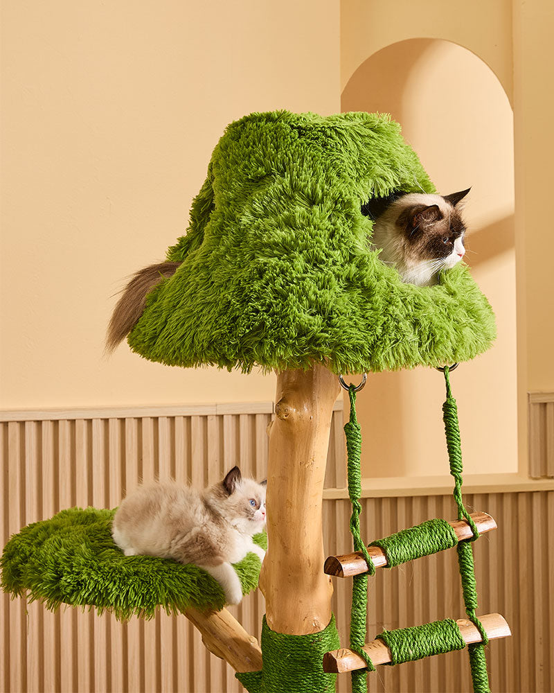 Wooden Cloud Stepper Cat Tree Tower