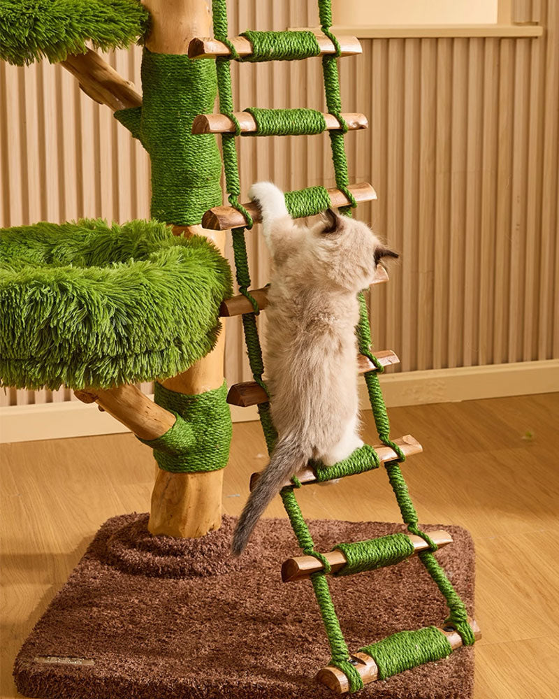 Wooden Cloud Stepper Cat Tree Tower