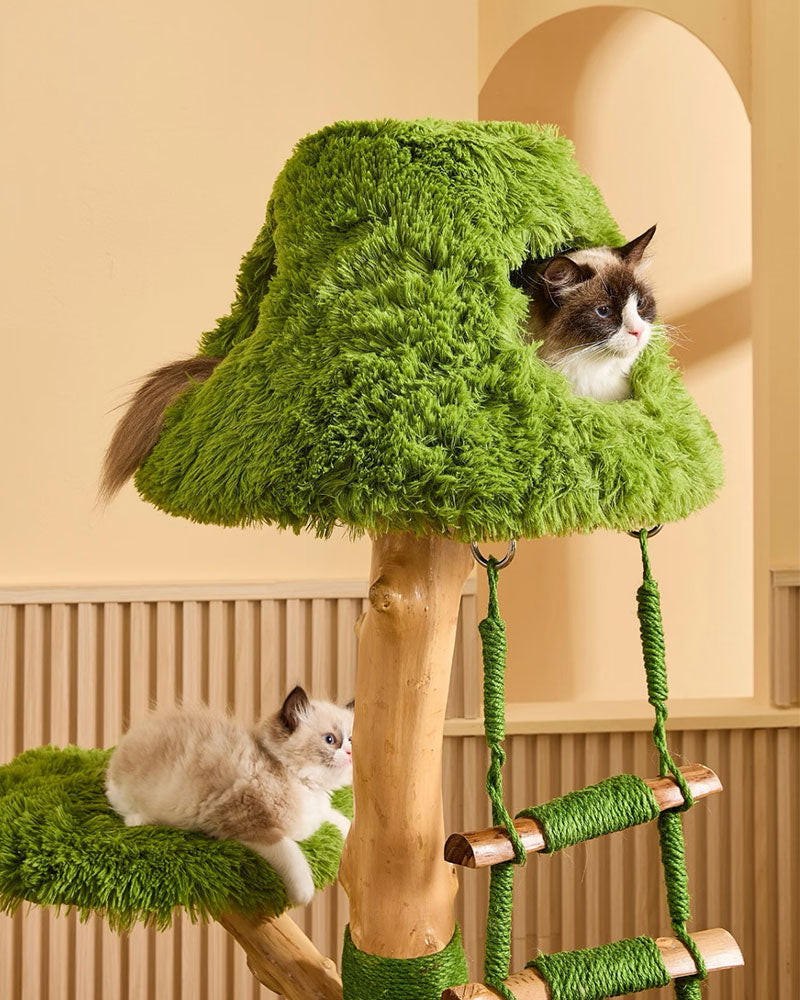 Wooden Cloud Stepper Cat Tree Tower